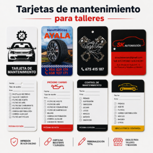 1000 Tarjetas de Mantenimiento para Talleres