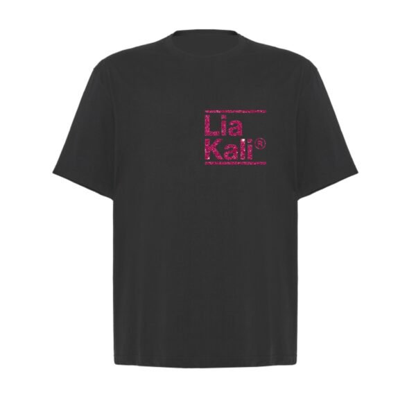 Camiseta Lia Kali Oversize Rosa Brillo Negro